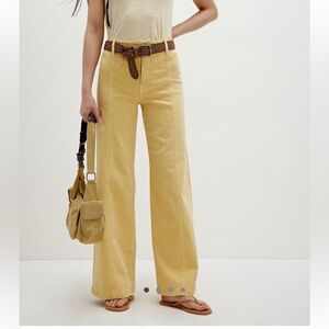 Free People Wide Leg Yellow Pants